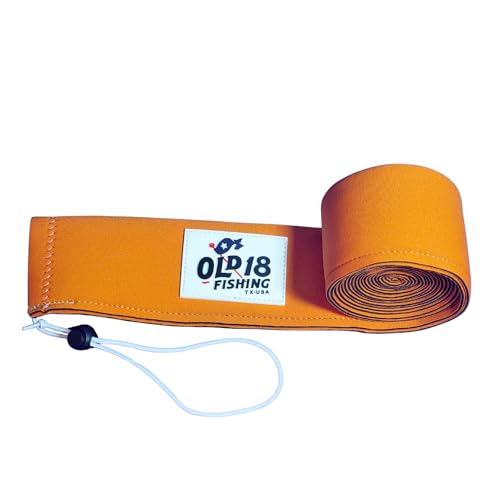 OLD18 Neoprene Fishing Rod Sleeve - Protective Rod Sock for Fishing Poles 6'-8' - Hook-Resistant Fishing Rod Case for Storage & Transport - Helps Keep Rods Afloat - color: Orange and White, size: 57"