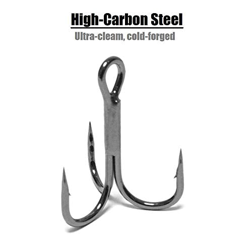 Fishing Hooks Treble Hooks for Hook Upgrade Cutting Blade 4X Strong Short Shank Black Nickle - size: 1/0