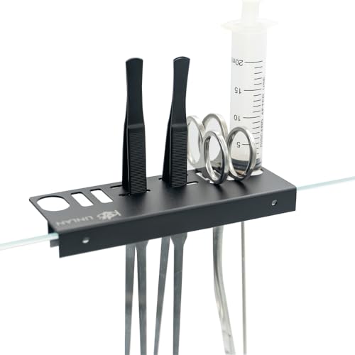 LINLAN Aluminum Aquarium Tool Holder - Fish Tank Accessories Organizer for Rimless Aquariums, Maintenance Tools, Tweezers, Tongs, Water Plants Accessories & Aquarium Supplies（Black） - color: Black