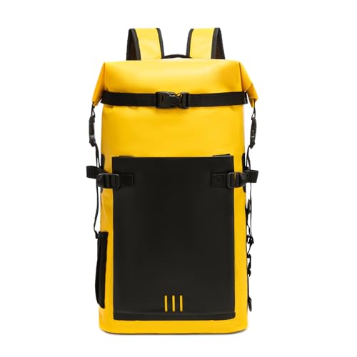 Waterproof Dry Bag,Heavy Duty Hiking Backpack Roll-Top Closure Bag for Kayaking, Hiking, Camping, Boating- Men/Women ﻿ - color: yellow