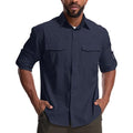 Mens Safari Sun Shirts UPF 50+ UV Sun Protection Long Sleeve Outdoor Quick Dry Fishing Hiking Gardening Shirts - color: 5051 Azure Blue, size: X-Large