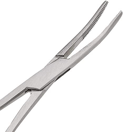 SURGICAL ONLINE 2-Piece Curved & Straight 5" Hemostat Set - Stainless Steel Locking Tweezer Clamps - Ideal Hemostats for Nurses, Fishing Forceps, Crafts and Hobby - size: 5"