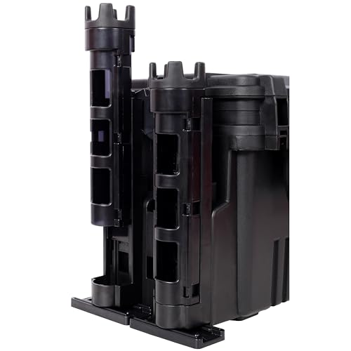 Dual-layer Fishing Tackle Box, Tackle Box Organizer Fishing Box Large, Plastic Portable Tackle Storage Box with 2pcs Rod Holder, 2pcs Cup Holder, 1pc Carring Strap - color: Black