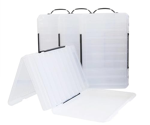 Fishing Lure Box Double-Sided: 3 Packs Large Saltwater Lure Storage Fishing Tackle Box for Crankbait Jerkbait Squid Jig Case Organizer - 18 Grids (Clear) - color: Clear