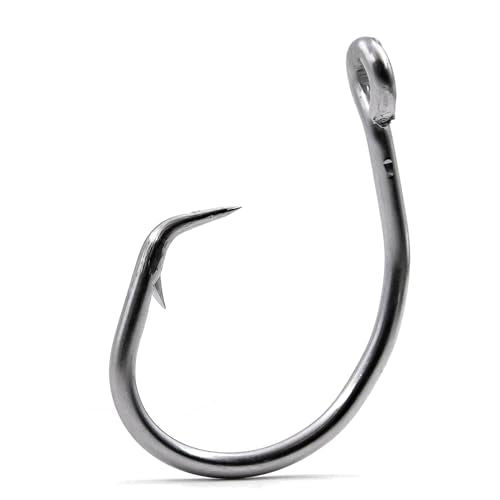 FishTrip 25pcs Circle Hooks Saltwater, in-Line 5X Strong Fishing Hooks for Saltwater & Freshwater, Live Bait Non-Offset Wide Gap Fish Hook for Catfish, Striped, Bass, Salmon, Mackerel, Tuna - size: 28/0_1pcs