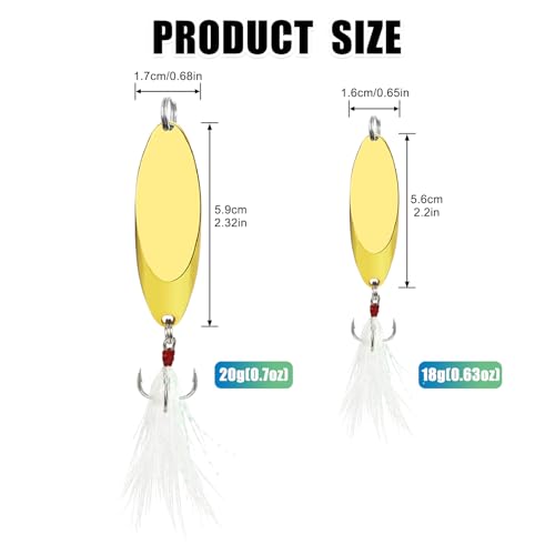 Fishing Spoons Fishing Lures Casting Spoon Metal Jig Lure Trout Lures for Freshwater/Saltwater, Reflective Spoons Bait with Treble Hooks Fishing Tackle 5 Pcs - color: Sliver (5pcs), size: 11/16oz