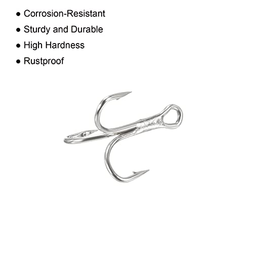 PATIKIL Treble Fish Hooks, Carbon Steel Sharp Round Bend Hook Triple Barbed Hook for Freshwater Saltwater - color: White, size: 11mm/0.43"