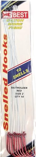 K&E STOPPER LURES BAITHOLDER SNELLED Hook/Size 2/10 Pack/RED