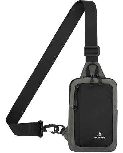 Peicees Small Crossbody Sling Bag Chest Bag Dual Pocket Water Resistant Fanny Pack Running Phone Holder for Men Women Workout Travelling, Army Green - color: Army Green