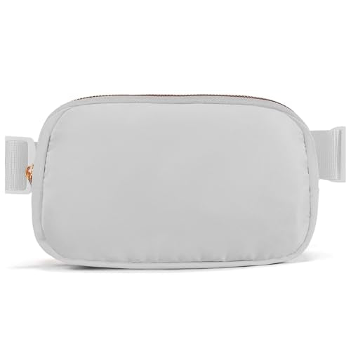 Belt Bag Zipper Fanny Pack Crossbody Bags for Women,Fashion Nylon Waist Packs, Water Repellent Two Way wear with Adjustable Strap Gifts for Teenage Girls Women Men(light gray) - color: light gray