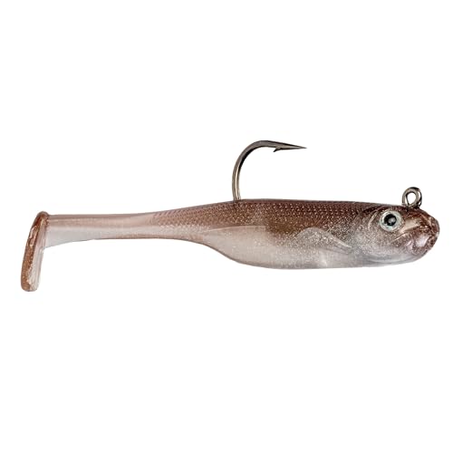 Strike King Homing Minnow Fishing Lure, Pre-Rigged Soft Plastic Swimbait, 3-Pack - color: Reel Shad, size: 3"