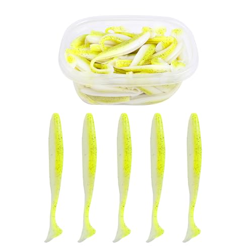 Paddle Tail Swimbaits FS/RE-10 | for Bass Fishing,14 Colors ,Fishing Lures with Flash Blade,Freshwater Saltwater ,Bass Bait,for Trout Catfish Pike - color: Color F, size: 9cm,50pcs