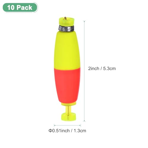 M METERXITY Pack Fishing Bobbers Floats, EVA Foam Weighted Bobbers, Clip-on Floats Slip Corks Floaters Strong Buoys - color: Red & Yellow, size: 2" Length
