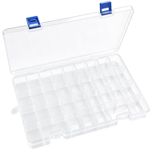 Qualsen 4 Pack 34 Grid Plastic Organizer Box with Adjustable Dividers, Fishing Tackle Box and Bead Organizer Box for Jewelry, Screw, Earrings, Art Craft, Tools, Fishing Hooks, and Small Accessories - size: 34 Gird-4pcs