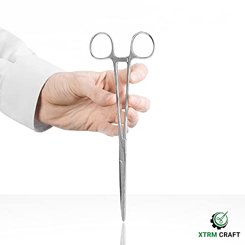Precision Kelly Hemostat Forceps Locking Tweezers Clamp, Silver, Straight and Curved Stainless Steel (Straight, 12") - size: 12", style: Straight