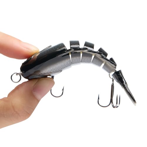 BASSDASH SwimPanfish Multi Jointed Panfish Bluegill Swimbaits Hard Topwater Bass Lures Fishing Lure Crank Saltwater 3.5in/0.85oz - color: Black/Silver