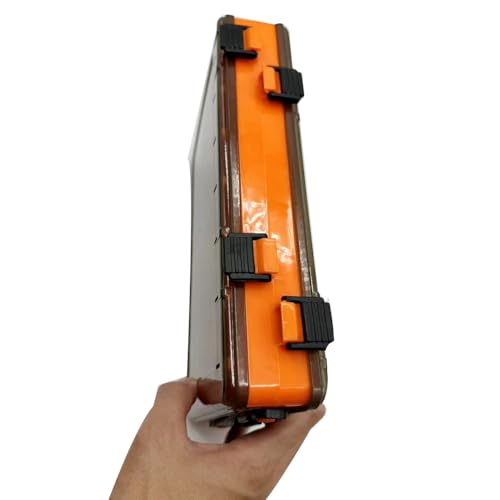 14 Compartments Double-Sided Visible Fishing Lure Hook Tackle Box Hard Plastic Orange/Yellow Container Box for Fishing Lures Hooks Jewelry Beads Earring (1pcs-orange-14compartments) - color: 1pcs-orange-14compartments
