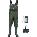 TIDEWE Bootfoot Chest Wader, 2-Ply Nylon/PVC Waterproof Fishing Hunting Waders with Boot Hanger for Men Women Green Brown - color: Green, size: M8/W10
