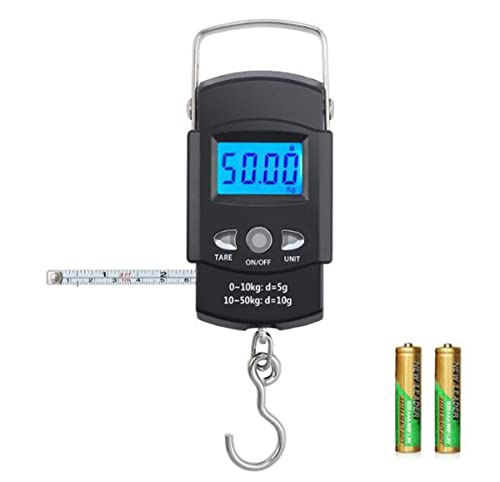 TXY Fish Scale, 50kg/110lb Portable LCD Electronic Hand Scale Travel Hanging Fish Scale with 1m Ruler Tape Precision Steelyard Scales for Fishing