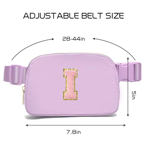 Gitus Initial Belt Bag Fanny Pack Crossbody Bag for Girls Birthday Gifts Age 8-10 Teen Girl Gifts Trend Stuff Personalized Letter Gifts for Daughter Sister (Lavender-I) - color: Lavender, style: I