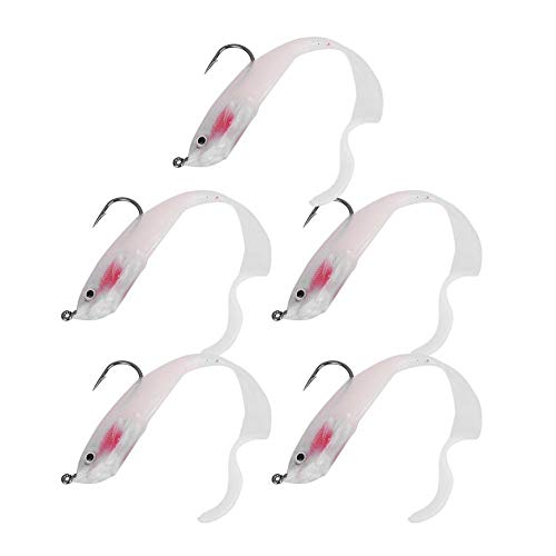 Soft Fishing Lures, 5Pcs Artificial Soft Baits Jig Head Soft Swimbaits with Hook for Saltwater/Freshwater Fishing - color: SO050-2