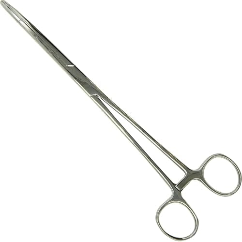 Precision Kelly Hemostat Forceps Locking Tweezers Clamp, Silver, Straight and Curved Stainless Steel (Straight, 12") - size: 12", style: Straight