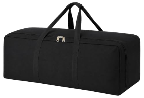DoYiKe Extra Large Canvas Travel Duffle Bag Heavy Duty, Sports Duffel Military Camping Tent Storage 100L Black Side opening - color: Black Side-opening, size: 100L