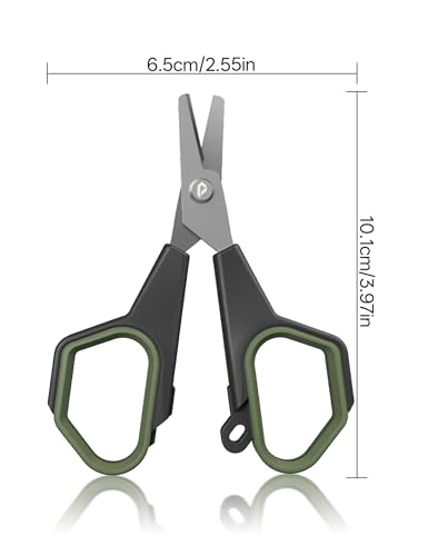 2pc Fishing Scissors,3.9" Stainless Steel Fishing Line Cutter for Fishing Braided Line,Non-Slip Grip Small Fishing Scissors for Saltwater - color: Green+orange