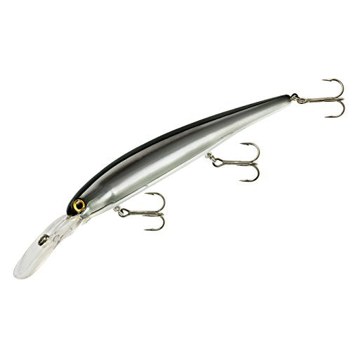 BANDIT LURES Walleye Deep Minnow Jerkbait Fishing Lure, Fishing Accessories, Dives ro 27-feet Deep, 4 3/4', 5/8 oz, Chrome Black Back, (BDTWBD231)