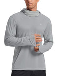 PINSPARK UPF 50+ Sun Protection Hoodie Men with Mask Quick Dry Long Sleeve Fishing Hiking Shirts UV Rash Guard Lightweight - color: Light Grey, size: 3X-Large