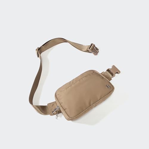 Pander Everywhere Belt Bag for Women, 5 Zipper Pockets Nylon Crossbody Fanny Pack Purse (Gray Brown) - color: Gray Brown