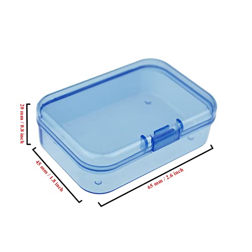 Goodma Mini Rectangular Plastic Storage Boxes, Blue, 2.6x1.8x0.8in | 30 Pieces, Hinged Lids, Empty Organizer Containers, For Small Items and Craft Projects - color: Blue, size: 65 x 45 x 20 mm