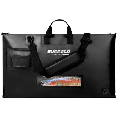 Buffalo Gear Fish Tournament Weigh in Bag for Bass Fishing, Heavy Duty Fish Bag for Caught Fish Waterproof,Leakproof,Puncture Resistant - color: Black-32×19.7in Upgraded