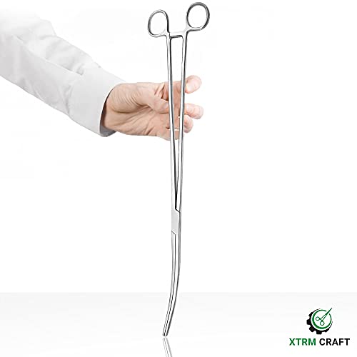 Pean Hemostat Straight and Curved Multipurpose Locking Tweezer Clamps Serrated, Stainless Steel - Hemostats for Nurses, Fishing Forceps, Crafts and Hobby - size: 24", style: Curved