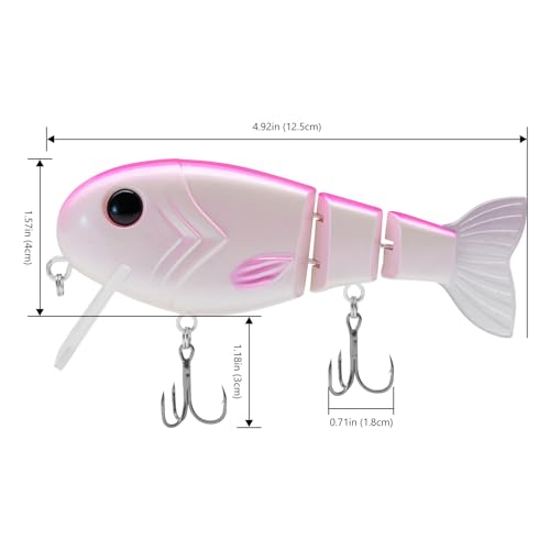 BASSROCK Topwater Fishing Lures for Bass Pike Salmon Floating Swimbait Jointed Crankbait Freshwater Saltwater 4.9in/1.76oz RK1001 - color: Rainbow Trout II, size: 4.9in/1.76oz
