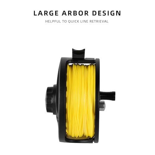 SF SF-001 Large Arbor Fly Fishing Reel with Aluminum Alloy Body 3/4wt 5/6wt 7/8wt Die Cast Pre-Loaded Fly Reel with Line Combo for Trout Bass Carp Pike Panfish - color: MB Preloaded with Fluorescent Yellow Fly Line, size: 3/4wt