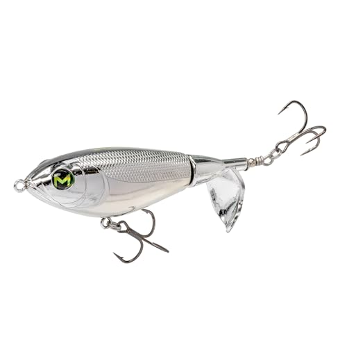 Lew's Mach Baits Patroller Propeller Bait Fishing Lure, Topwater Propeller Bait, Rotating Tail Section, Sound Chamber - color: Chrome, size: 3/4 oz