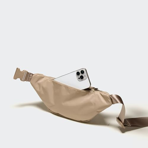 Pander Everywhere Belt Bag Crossbody Fanny Pack with Mesh Pockets and Adjustable Strap, 6L / Raw Linen - color: Raw Linen, size: 6L (104cm Strap)