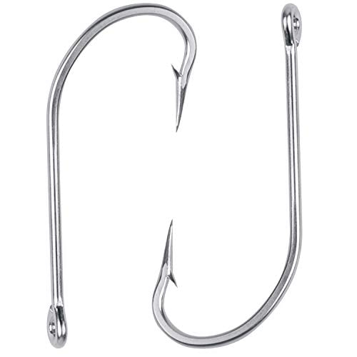 Saltwater Long Shank Fishing Hooks 60pcs Stainless Steel Fishing Hooks O'Shaughnessy J Hooks 34007 Forged Hook Extra Strong Trolling Hooks for Saltwater Freshwater Fishing - size: 9/0#(60pcs per pack)