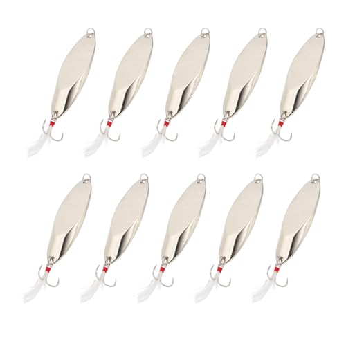 PATIKIL Fishing Spoons, Fishing Lures Casting Spoon Treble Hooks Jigs Hard Metal Spinner Baits for Freshwater Saltwater Salmon - color: Silver Tone, size: 1-3/8 oz