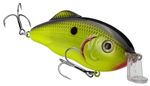 Strike King Hybrid Hunter Jr Crankbait Fishing Lure, 1/2 oz, Reflective 3D Eyes - color: Chartreuse with Black Back, size: 1/2 oz (Pack of 1)