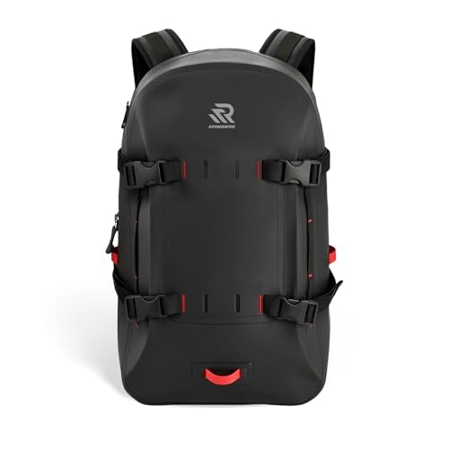 Premium IPX7 Airtight Waterproof Backpack for Kayaking Black | Boating, Paddle Boarding, Fishing, 30L with Resin Zipper, Rugged Gear Protection Submersible Backpack, Water Sports, Surfing - color: Black