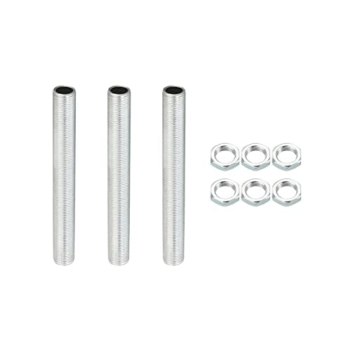 PATIKIL M12 Thread 3.94" Lamp Pipe Kit with Lock Nuts, 3 Set All Thread Rods Fasteners Hardware for Chandelier Ceiling Light DIY, Zinc Plating - size: 3.94"