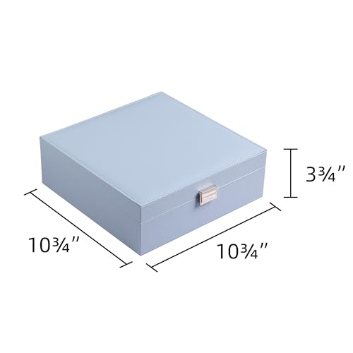 Frebeauty Earring Organizer Classic Jewelry Box 50 Slots Double Layer Jewelry Storage Case with 6 Necklace Hook and Bracelet Pocket(Sky Blue) - color: Sky Blue