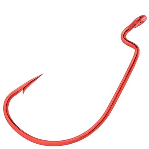 Dr.Fish EWG Hooks Bass Fishing Worm Hooks Extra Wide Gap Freshwater Fishing Carolina/Texas Rig - color: Red, size: #3/0-100Pack