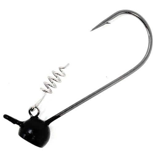 Reaction Tackle Tungsten Stand-Up Shaky Head Jigs for Bass Fishing, Finesse Worm Jig Heads with Screw Lock Keeper (5-Pack) - color: Black, size: 1/4 Oz