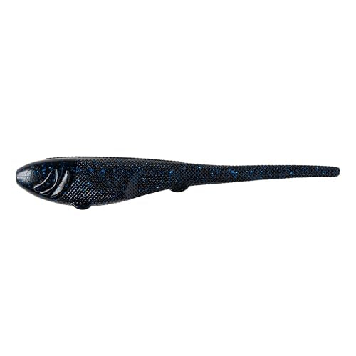 YUM Sniper Shad Soft Plastic – Realistic Minnow Bass Fishing Lure, Jig Head & Underspin Trailer, 3” 4” 5” Sizes, Multiple Colors - color: Black Blue, size: 4"