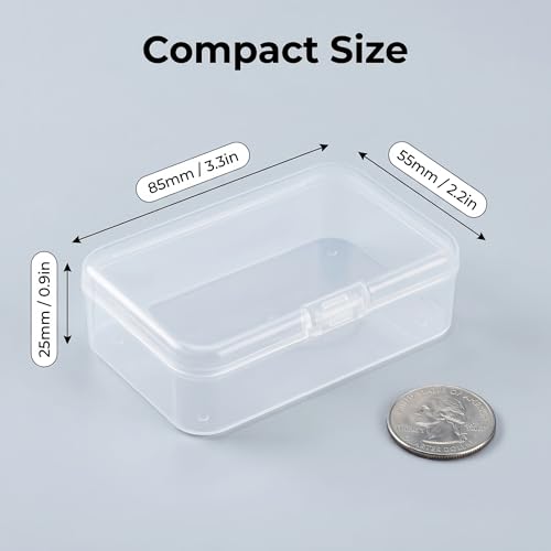 LJY 28 Pieces Rectangular Empty Mini Clear Plastic Organizer Storage Box Containers with Hinged Lids (3.3 x 2.2 x 1 inch, Transparent) - color: Transparent, size: 3.3 x 2.2 x 1 inch