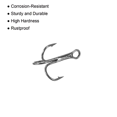 PATIKIL Treble Fish Hooks, Carbon Steel Sharp Round Bend Hook Triple Barbed Hook for Freshwater Saltwater - color: Black, size: 9mm/0.35"
