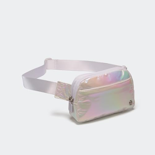 Pander Everywhere Belt Bag for Women, 5 Zipper Pockets Nylon Crossbody Fanny Pack Purse (Iridescent White) - color: Iridescent White